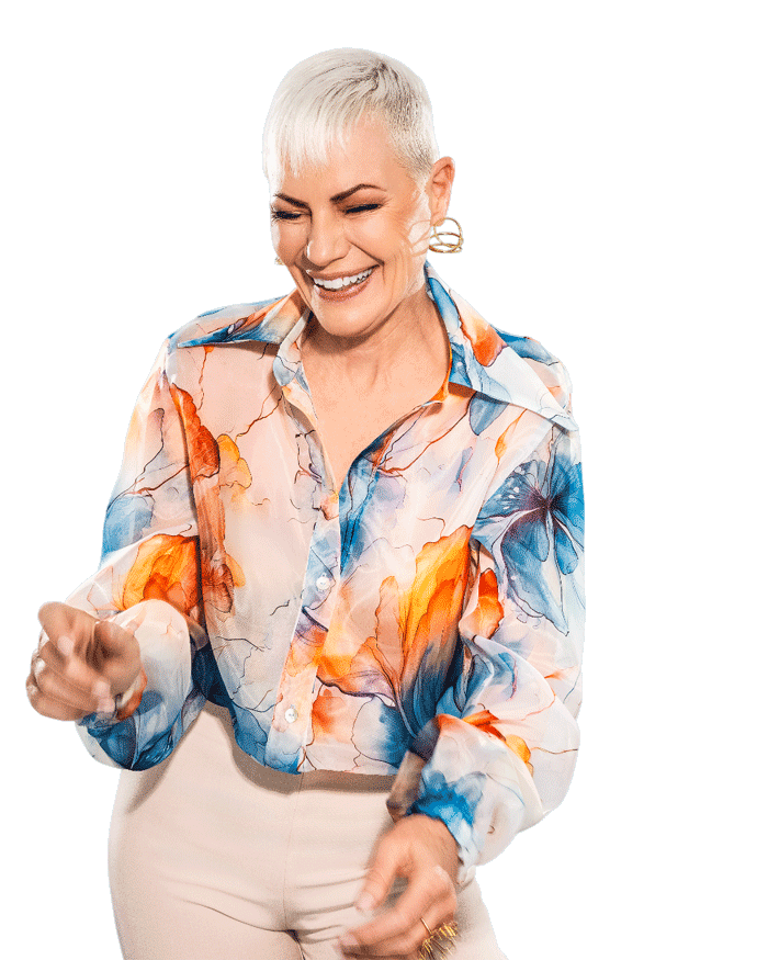 Marna standing and laughing